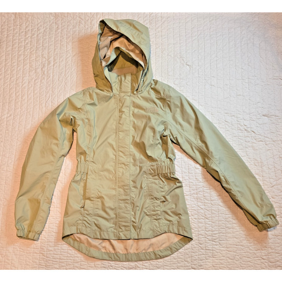 The North Face HyVent Tan Hooded Rain Jacket Full Zip XS Waterproof Jacket - Picture 1 of 16